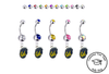 California Cal Golden Bears Silver Swarovski Belly Button Navel Ring - Customize Gem Colors