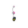 California Cal Golden Bears Silver Pink Swarovski Belly Button Navel Ring - Customize Gem Colors