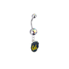 California Cal Golden Bears Silver Auora Borealis Swarovski Belly Button Navel Ring - Customize Gem Colors