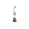 Central Florida Knights Silver Swarovski Clear Belly Button Navel Ring - Customize Gem Colors