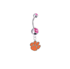 Clemson Tigers Silver Pink Swarovski Belly Button Navel Ring - Customize Gem Colors