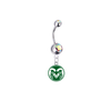 Colorado State Rams Silver Auora Borealis Swarovski Belly Button Navel Ring - Customize Gem Colors