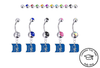 Duke Blue Devils Silver Swarovski Belly Button Navel Ring - Customize Gem Colors