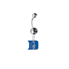 Duke Blue Devils Silver Black Swarovski Belly Button Navel Ring - Customize Gem Colors