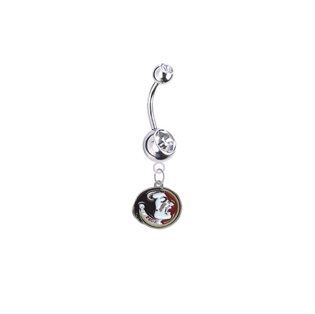 Florida State Seminoles Silver Clear Swarovski Belly Button Navel Ring - Customize Gem Colors