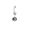 Florida State Seminoles Silver Auora Borealis Swarovski Belly Button Navel Ring - Customize Gem Colors