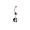 Florida State Seminoles New Logo Silver Red Swarovski Belly Button Navel Ring - Customize Gem Colors