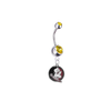 Florida State Seminoles New Logo Silver Gold Swarovski Belly Button Navel Ring - Customize Gem Colors