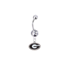 Georgia Bulldogs Silver Clear Swarovski Belly Button Navel Ring - Customize Gem Colors