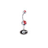 Georgia Bulldogs Silver Red Swarovski Belly Button Navel Ring - Customize Gem Colors