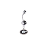 Georgia Bulldogs Silver Black Swarovski Belly Button Navel Ring - Customize Gem Colors