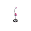 Georgia Bulldogs Silver Pink Swarovski Belly Button Navel Ring - Customize Gem Colors