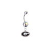 Georgia Bulldogs Silver Auora Borealis Swarovski Belly Button Navel Ring - Customize Gem Colors