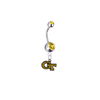 Georgia Tech Yellow Jackets Silver Gold Swarovski Belly Button Navel Ring - Customize Gem Colors