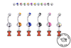Illinois Fighting Illini Silver Swarovski Belly Button Navel Ring - Customize Gem Colors