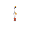 Illinois Fighting Illini Silver Orange Swarovski Belly Button Navel Ring - Customize Gem Colors
