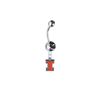 Illinois Fighting Illini Silver Black Swarovski Belly Button Navel Ring - Customize Gem Colors