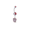 Indiana Hoosiers Silver Red Swarovski Belly Button Navel Ring - Customize Gem Colors