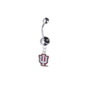 Indiana Hoosiers Silver Black Swarovski Belly Button Navel Ring - Customize Gem Colors