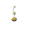 Iowa Hawkeyes Silver Gold Swarovski Belly Button Navel Ring - Customize Gem Colors