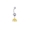Iowa Hawkeyes Style 2 Silver Clear Swarovski Belly Button Navel Ring - Customize Gem Colors
