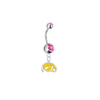 Iowa Hawkeyes Style 2 Silver Pink Swarovski Belly Button Navel Ring - Customize Gem Colors