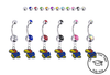 Kansas Jayhawks Silver Swarovski Belly Button Navel Ring - Customize Gem Colors