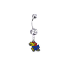 Kansas Jayhawks Silver Clear Swarovski Belly Button Navel Ring - Customize Gem Colors