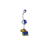 Kansas Jayhawks Silver Blue Swarovski Belly Button Navel Ring - Customize Gem Colors