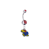 Kansas Jayhawks Silver Red Swarovski Belly Button Navel Ring - Customize Gem Colors
