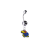 Kansas Jayhawks Silver Black Swarovski Belly Button Navel Ring - Customize Gem Colors