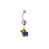 Kansas Jayhawks Silver Pink Swarovski Belly Button Navel Ring - Customize Gem Colors