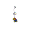 Kansas Jayhawks Silver Auora Borealis Swarovski Belly Button Navel Ring - Customize Gem Colors