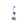 Kansas Jayhawks Style 2 Silver Blue Swarovski Belly Button Navel Ring - Customize Gem Colors