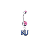 Kansas Jayhawks Style 2 Silver Pink Swarovski Belly Button Navel Ring - Customize Gem Colors