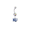Kansas Jayhawks Style 2 Silver Auora Borealis Swarovski Belly Button Navel Ring - Customize Gem Colors