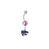 Kansas State Wildcats Silver Pink Swarovski Belly Button Navel Ring - Customize Gem Colors
