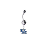 Kentucky Wildcats Silver Black Swarovski Belly Button Navel Ring - Customize Gem Colors