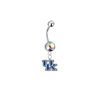 Kentucky Wildcats Silver Auora Borealis Swarovski Belly Button Navel Ring - Customize Gem Colors