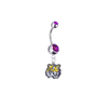 LSU Tigers Silver Purple Swarovski Belly Button Navel Ring - Customize Gem Colors