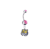 LSU Tigers Silver Pink Swarovski Belly Button Navel Ring - Customize Gem Colors