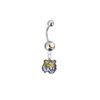 LSU Tigers Silver Auora Borealis Swarovski Belly Button Navel Ring - Customize Gem Colors