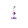 LSU Tigers Style 2 Silver Purple Swarovski Belly Button Navel Ring - Customize Gem Colors