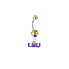 LSU Tigers Style 2 Silver Gold Swarovski Belly Button Navel Ring - Customize Gem Colors