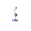 LSU Tigers Style 2 Silver Black Swarovski Belly Button Navel Ring - Customize Gem Colors