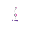 LSU Tigers Style 2 Silver Pink Swarovski Belly Button Navel Ring - Customize Gem Colors