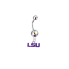 LSU Tigers Style 2 Silver Auora Borealis Swarovski Belly Button Navel Ring - Customize Gem Colors
