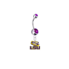 LSU Tigers Style 3 Silver Purple Swarovski Belly Button Navel Ring - Customize Gem Colors