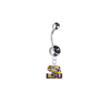 LSU Tigers Style 3 Silver Black Swarovski Belly Button Navel Ring - Customize Gem Colors