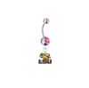 LSU Tigers Style 3 Silver Pink Swarovski Belly Button Navel Ring - Customize Gem Colors